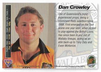 1995 Futera Rugby Union #19 Dan Crowley Back